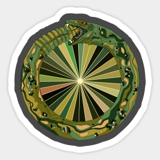 Ouroboros with rays in green! Sticker